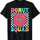 Donut Squad Groovy Donut Lover Birthday Party Girls T-Shirt, Black, Large