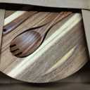 Geiserailie 14" Extra Large Acacia Wood Salad Bowl Set, 2-in-1 Serving Bowl