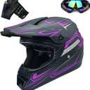 Kids Dirt Bike Helmet ATV Off-Road 4 Wheel Off-Road Vehicle Helmets with Glove，DOT, Large