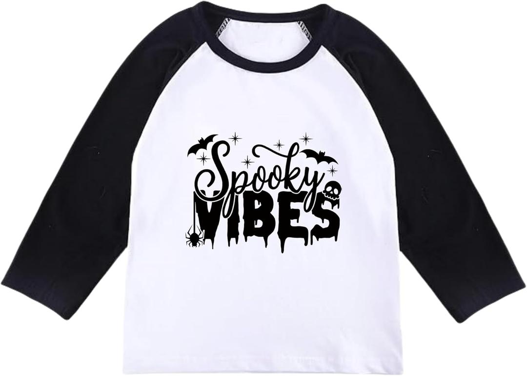 Toddler Halloween Shirt Cute Pumpkin T-Shirts Boo Tees Boy Girl Little Turkey Thanksgiving Short Sleeve Tops (Spooky)