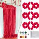 Red Cheesecloth Table Runner 6 Pack 35" Boho Gauze Runner 120 inches Long Runner Rustic Sheer Fabric Bulk for Baby Shower Wedding Bridal Birthday Party Table Decorations, 35" x 10Ft