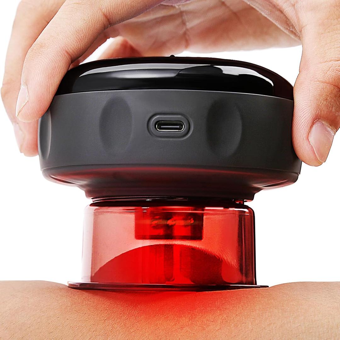 UOTT 20 Levels Cupping Kit for Massage Therapy,5-in-1 Smart Dynamic Cupping Set with Red Ligh-t Therapy&Heat Penetrates for Targeted Pain Relief, Knots, Aches, Muscle Soreness (Black)
