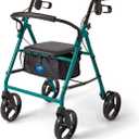 Medline Steel Rollator Walker for Adult Mobility Impairment, Green, 350 lb. Weight Capacity, 8 Wheels, Foldable, Adjustable Handles, Rolling Walker for Seniors