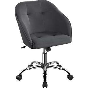 Yaheetech Office Chair Height Adjustable Mid Back Chair Swivel Large Seat Chairs Desk Chair Computer Chair on Wheels with Armrests (Grey)
