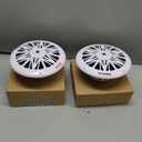 Pyle Marine Speakers, Waterproof, Weather Resistant, 8 Inch Dual, 10 Inch Outer Frame, 300 Watt Power, Poly Carbon Cone, Cloth Surround, Includes Mounting Hardware and Wires, White, PLMR82