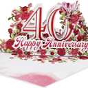 Happy Anniversary Card, Milestone 3D Pop Up Greeting Card for Marriage, Soulmates, Celebration, Being Together, Congratulations for Couples, Husband, Wife (40th Ruby Anniversary)