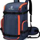 Ski Boot Bag Backpack, 50L Large Capacity Water-Resistant Padded Ski Travel Bag & Snowboard Boot Bag for Ski Boots, Helmet, Goggles, Clothes, Gloves, Snowboard Gear (Dark Blue)