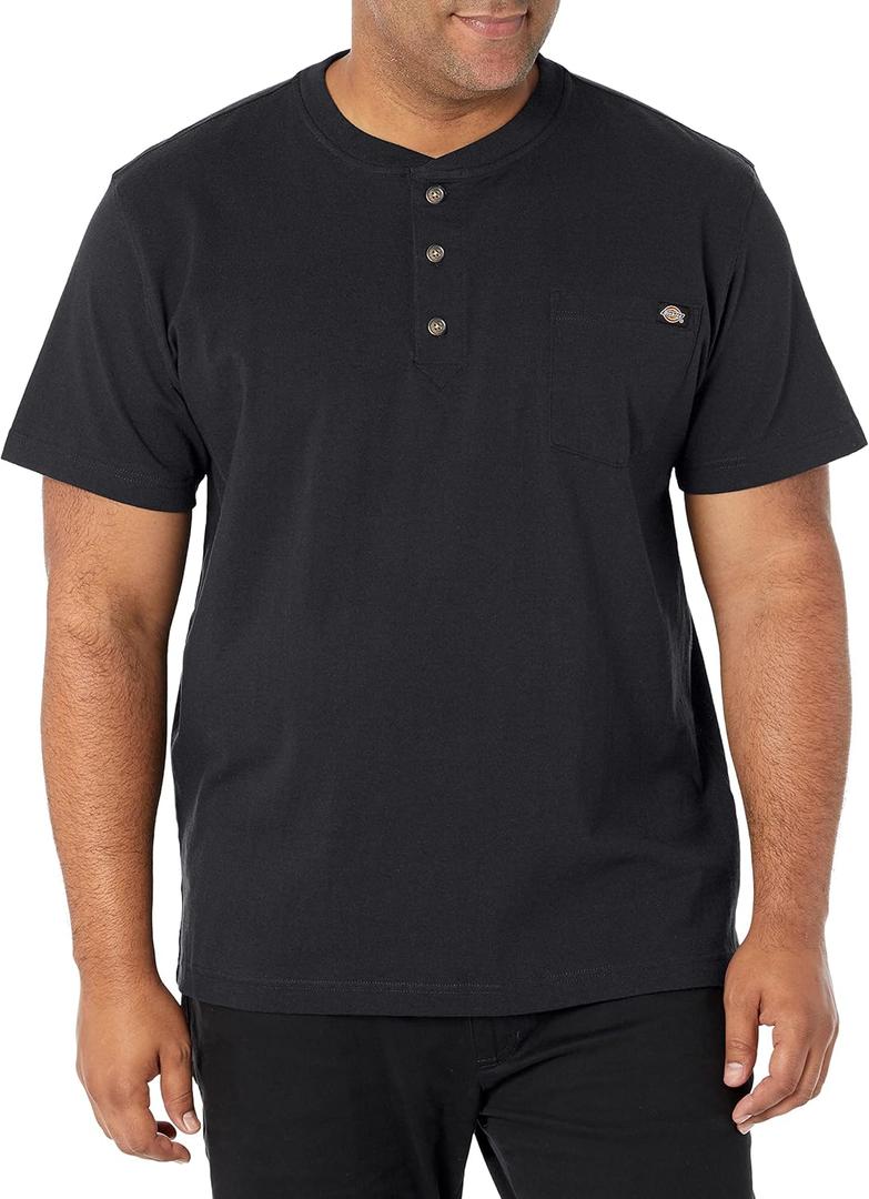 Dickies Men's Heavyweight Henley (3X-Large Tall, Black)
