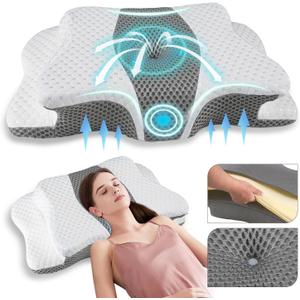 Pain Relief Cervical Pillow for Neck Support,Adjustable Ergonomic Pillow Cozy Sleeping,Odorless Orthopedic Memory Foam Pillows,Contour Bed Pillow for Side Back Stomach Sleeper (Grey)