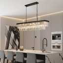 Black Crystal Chandeliers for Dining Room，18-Lights L46 Inch