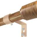 5/8 Diameter Curtain Rods 30-60 Inch, for 30-54 Inch Windows, Adjustable Splicing Wood Grain Curtain Rods for Windows with Brackets, Window Rod Long Small Curtains Rod, 1 Pack