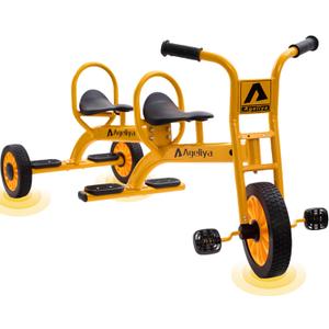 Kids Tandem Tricycles for 3-5 Year olds, Preschool Pedal Trike for Group Yard Play, Sturdy Metal Frame,Solid Rubber Tires, Ideal for Outdoor Daycare Playground Kindergarten Joyride