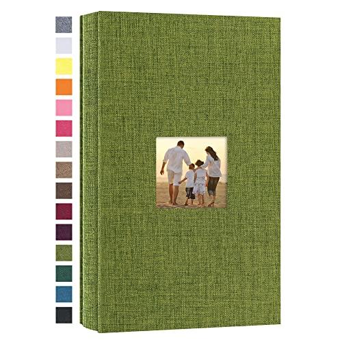 potricher Small Photo Album 4x6 300 Photos Linen Cover Picture Photo Book for Family Wedding Anniversary Baby Vacation (Green,300 Pockets)