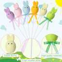 FineCheer 24 Pcs Easter Bunny Picks Faux Foam Easter Egg Picks Decorative Mini Pastel Egg Stems 7" Tall for Spring Basket Bouquets Floral Arrangement Centerpiece Wreath Party Decorations