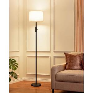Upgraded Dimmable Floor Lamp for Living Room,1000 Lumens Bulb Included, Modern Floor Lamps Simple Design with Linen Shade, Tall Standing Lamp for Bedroom Office Dining Room, Black Pole Lamp