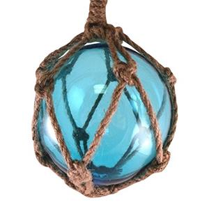 Japanese Glass Fishing Fish Net Float Buoy Tiki Decor , Light Blue