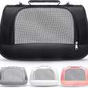 Small Pet Carrier for Cats, Rabbits, Guinea Pigs  Airline Approved Soft-Sided Travel Bag, Lightweight Dog Carrier, Ventilated & Foldable (Up to 10 lbs, Black)