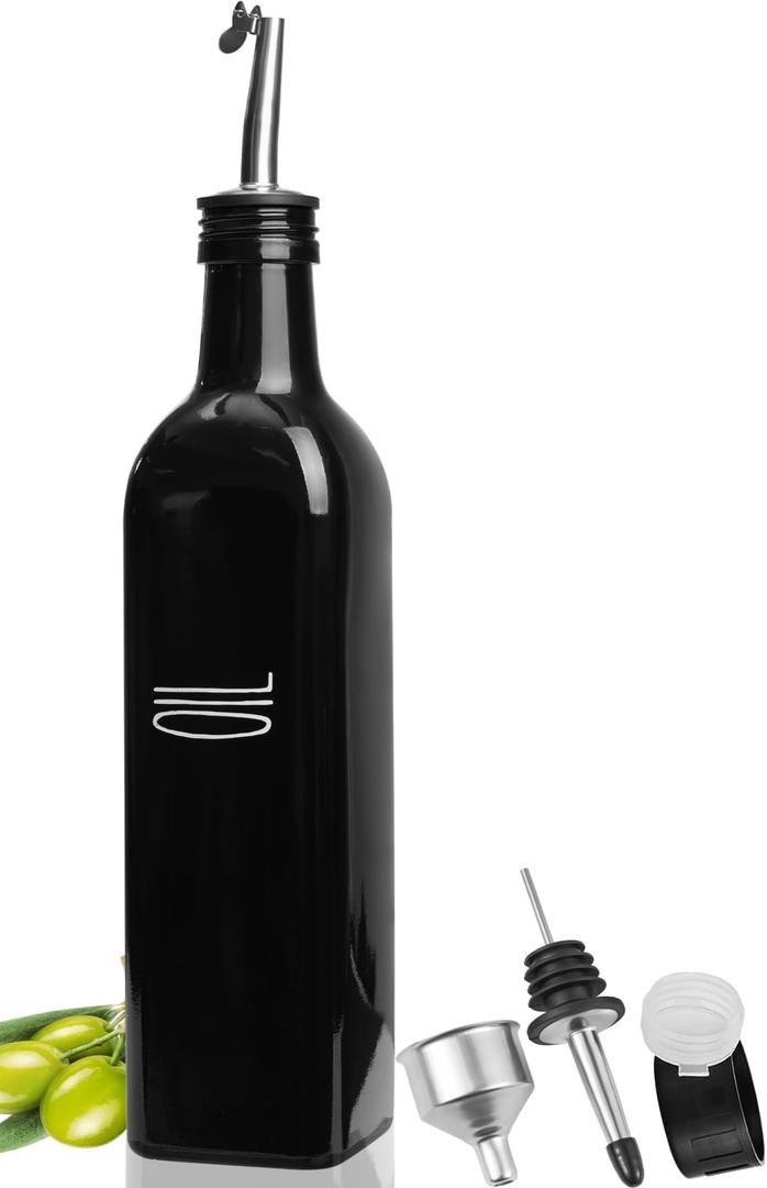 Oil Bottles For Kitchen, Olive Oil Dispenser Bottle, Oil Dispenser Bottle For Kitchen, Oil And Vinegar Dispenser, Cooking Oil Dispenser, Farmhouse Decor (1 black)