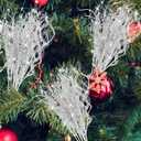 20 Pcs Extra Large 27.5'' Glitter Curly Ting Ting Branches and 29.5'' Christmas Artificial Berry Stems Vase Filler Artificial Curly Twigs Xmas Bouquet for Christmas Tree Home Decor (Silver)