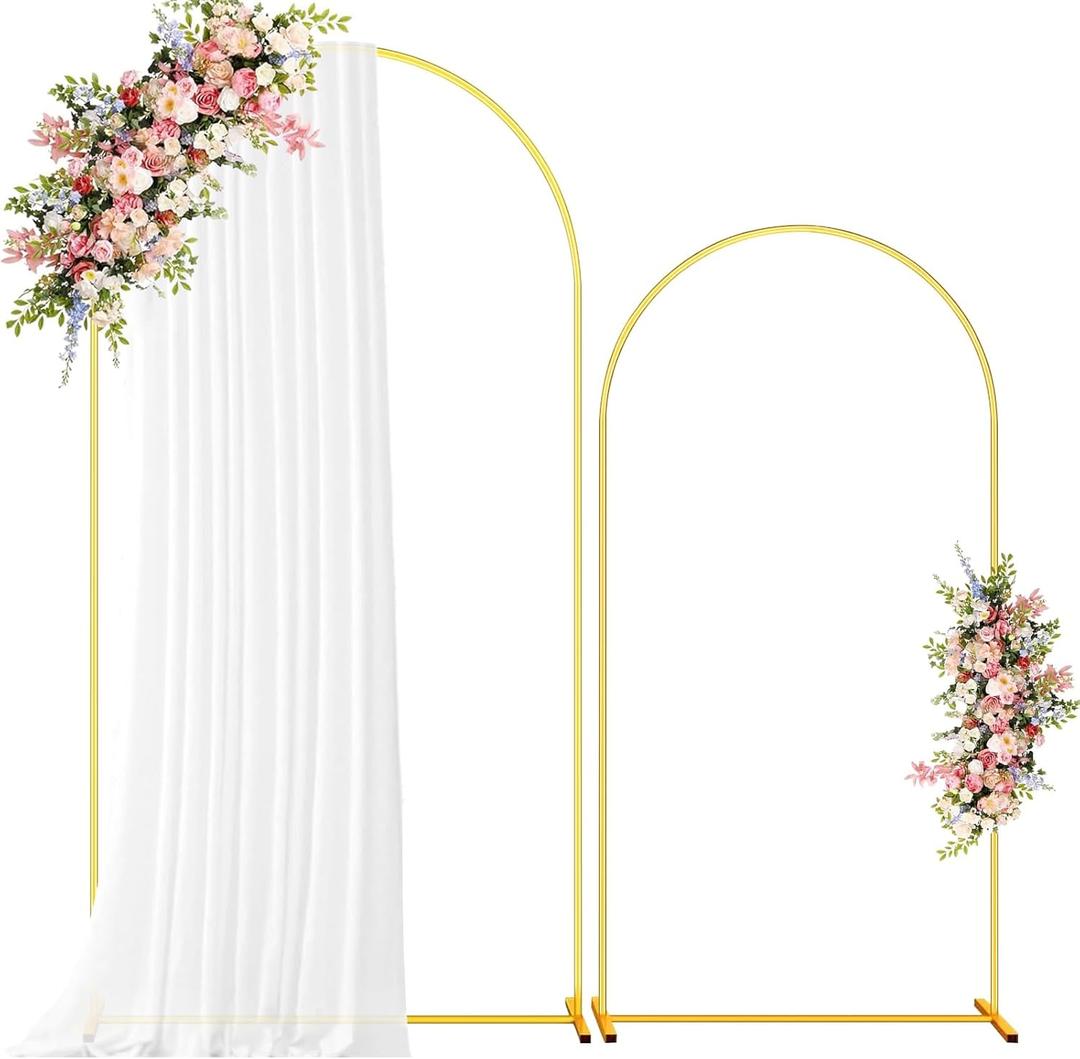 Metal Arch Backdrop Stand, 7.2FT+6FT Wedding Arch Backdrop Stand, Set of 2 Gold Metal Arch Backdrop Stand, Wedding Arch Frame for Wedding Birthday Party Baby Shower Graduation Ceremony Decor