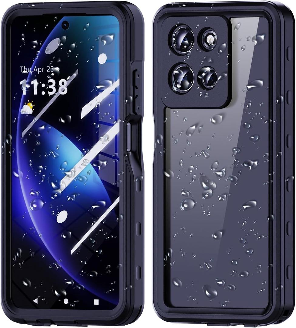 Lunivop Compatible with Motorola Moto G 2025 Case 6.7'' Waterproof DustproofIP68 Underwater Diving Clear Built-in Screen Protection Lanyard Military Grade Full Body(for Moto G 5G 2025 XT2513)