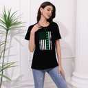 MAIHUN St Patricks Day Shirts Womens St. Paddys Day Shamrock Tshirt Green Clover Short Sleeve (Black, L)