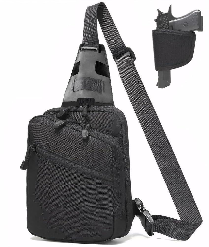 Gun Sling Bag, Concealed Carry Crossbody Pack CCW Sling Bag Durable EDC Shoulder Bag for Handgun with Holster
