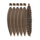 Short Ash Brown Braiding Hair Pre Stretched Knotless Braiding Hair for Boho Braids(6 Packs 16Inch)