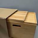 Sintuff 3 Pcs Stackable Bamboo Storage Boxes with Lids and Handles
