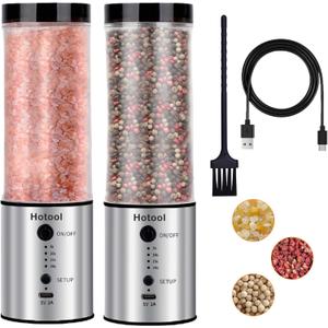 Larger Capacity Electric Salt and Pepper Grinder Set, Rechargeable Salt and Pepper Shakers Set, Kitchen Gadgets Salt and Pepper Mill