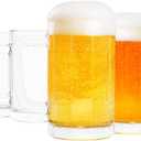 4 Pack Heavy Duty Glass Mugs - 16oz Large Beer Glasses with Handle, Freezer Safe, Classic Beer Mug Set for Bar & Beverages