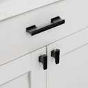 10 Pack 5 Inch(128mm) Matte Black Modern Rectangular Ambidextrous Pull Handles, Kitchen Cabinet Hardware, Drawer Pulls