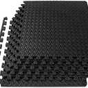 ProsourceFit Puzzle Exercise, EVA Interlocking Foam Floor Tiles for Home Gym, Mat for Home Workout Equipment, Floor Padding for Kids, Black,20 Piece,12x12 Inch, Black 