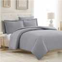 Mellanni Duvet Cover Set - 5 PC Iconic Collection Bedding Set - Hotel Luxury, Extra Soft & Cooling - Microfiber - Button Closure and Corner Ties (Queen, Light Gray)