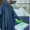 ANYOO Hooded Rain Poncho for Adults Waterproof Lightweight Rain Coat for Men Women Reusable Rain Jacket for Emergency Outdoor (Blue, XXL)