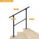 DIYHD 3 Step Handrail for Outdoor,Powder Coated Iron Stair Railing,Black Hand Rails for Indoor, Porch,Deck,2 Pack