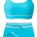 Girls Swimsuits 2 Piece Bathing Suit Bikini Set with Padded High Waisted Beach Swimwear for Girls 11-15 Years