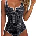 SUUKSESS Women Sexy Tummy Control One Piece Swimsuits High Cut Bathing Suit 2026 (Black) S