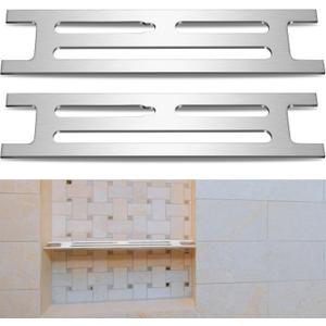 Teenyyou 2 Pcs 316 Stainless Steel Shower Niche Shelf Insert - 3mm Ultra-Thin Brushed Metal Divider for 12" Prefabricated Niches, Marine Grade Floating Shelf for Bathroom Tile Remodel & Storage