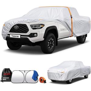 Car Cover Waterproof All-Weather,Heavy-Duty Outdoor Full Exterior Automobiles Truck(Length up to 210 inch) with Windshield Sun Shade Universal Fit Nissan Frontier,Ford F100,Chevy C10 S10 etc