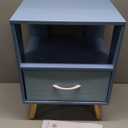 Aenuert Night Stand, Blue Kids Nightstand with Drawer, Nursery Side Table with Open Storage, 2-Tier Modern End Table, Bedside Table for Small Space, Living Room, Bedroom