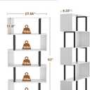 Gadroad 5 Tier Geometric Bookcase,S Shaped Bookshelf, Wood Decorative Storage Shelving, Modern Freestanding Display Shelves, Tall Book Shelf Unit for Living Room Bedroom, White, 27.56"W x 62"H