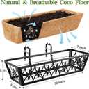 30 Inch Window Boxes Planters Railing Planter Box - 2 Pack Deck Railing Planter Boxes with Adjustable Brackets Coco Liners Balcony Planters Railing Hanging for Window Flower Boxes Outdoor Garden Decor