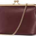 Women's Kiss Lock Crossbody Bag PU Medium Handbags Kiss Clasp Crossbody Shoulder Bags Tote Purse Messenger Handbag (Wine Red)