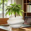 Ceramic Plant Pots Bonsai 10.6 Inch - Flower Pots for Indoor Plants, Large Plant Pots with Drainage Hole, Decorative Planter Outdoor Flower Pot for Office, Gift for Men Women, White, 10.6 x 7.5 Inch