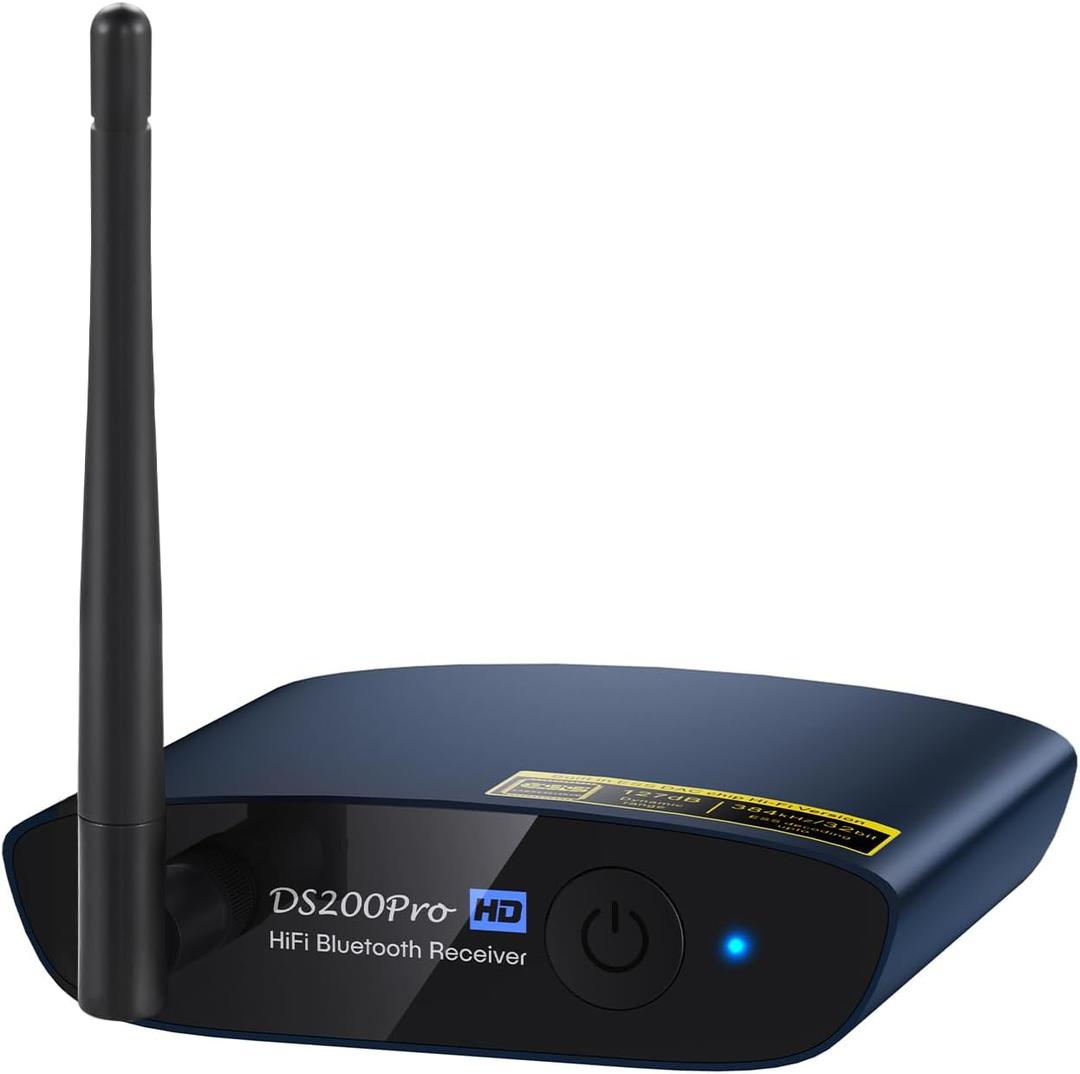 1Mii DS200Pro HiFi Bluetooth 5.3 Receiver with LDAC & Audiophile DAC, aptX HD Low Latency Wireless Audio Adapter, Long Range, RCA/Optical Output for Home Stereo/Amplifier/AV Receiver  Blue