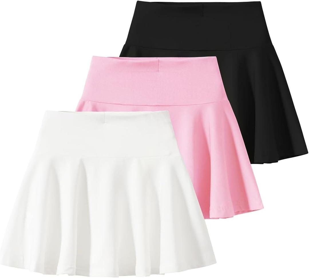 3 Pack Girls Pleated Tennis Skirts Athletic Active Flowy Skirt Set 3-12Y (5-6 Years, Multicolor)