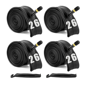 4 Pack  26" x1.75/2 125 Bike Tubes with 2 Tire Levers, Bicycle Inner Tube Schrader Valve, Bike Inner Tube for Road/MTB/Kids Bike by Hydencamm (4 of One Size)