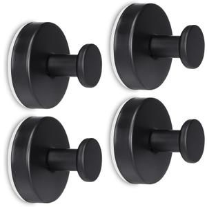 Towel Hook Shower Suction Hooks Towel Hanger for Bathroom Hanging Coat, Robe, Removable Wall Mounted Hook for Bedroom Kitchen Hotel Pool Matte Black(4-Pack)