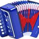 LIEKE Kids Accordion 10 keys Button Accordian,Musical Toy Instrument,Mini Accordion for Children Beginners (Blue)